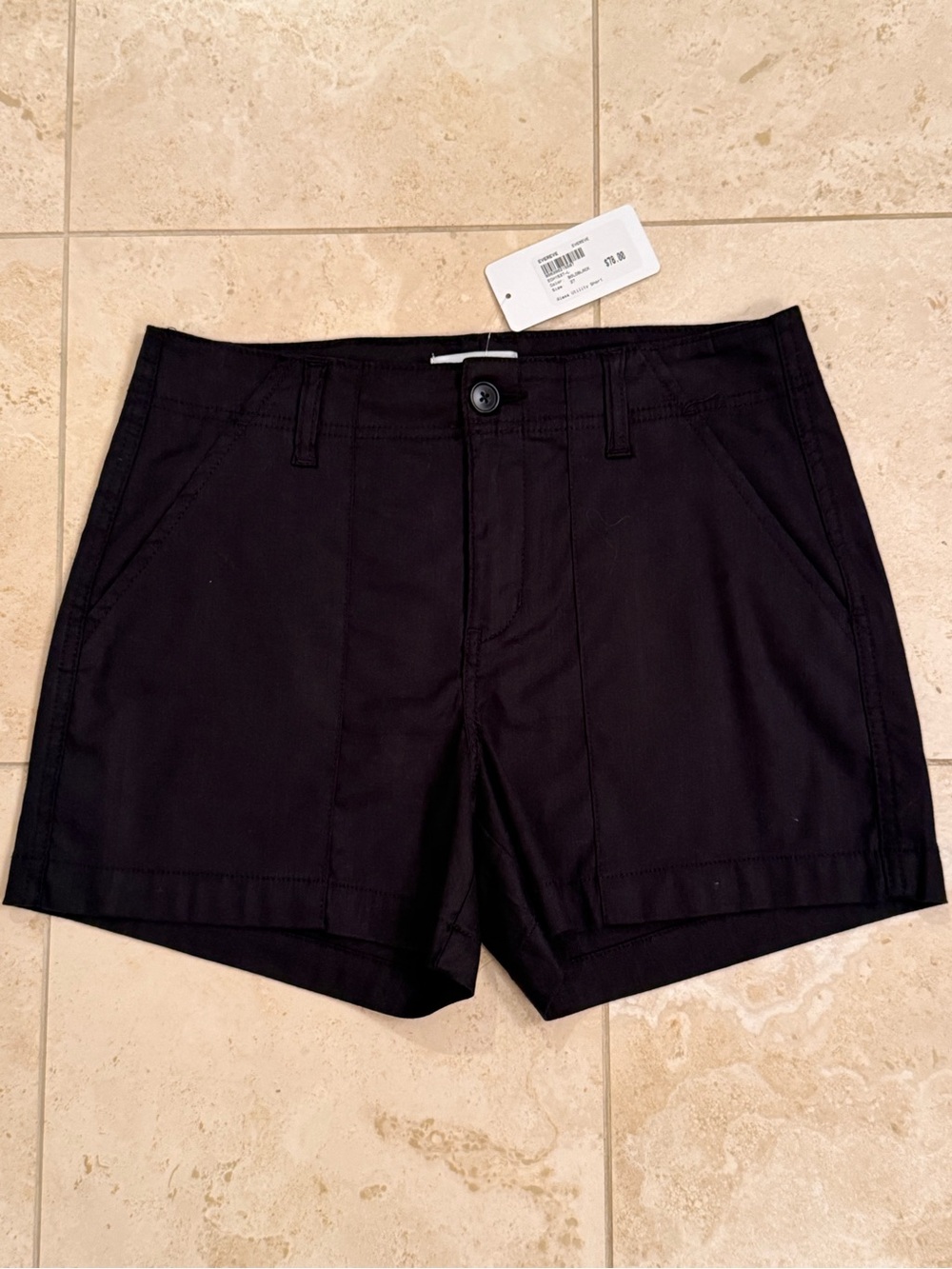 Evereve Black Mid-Rise Tailored Linen Shorts NWT